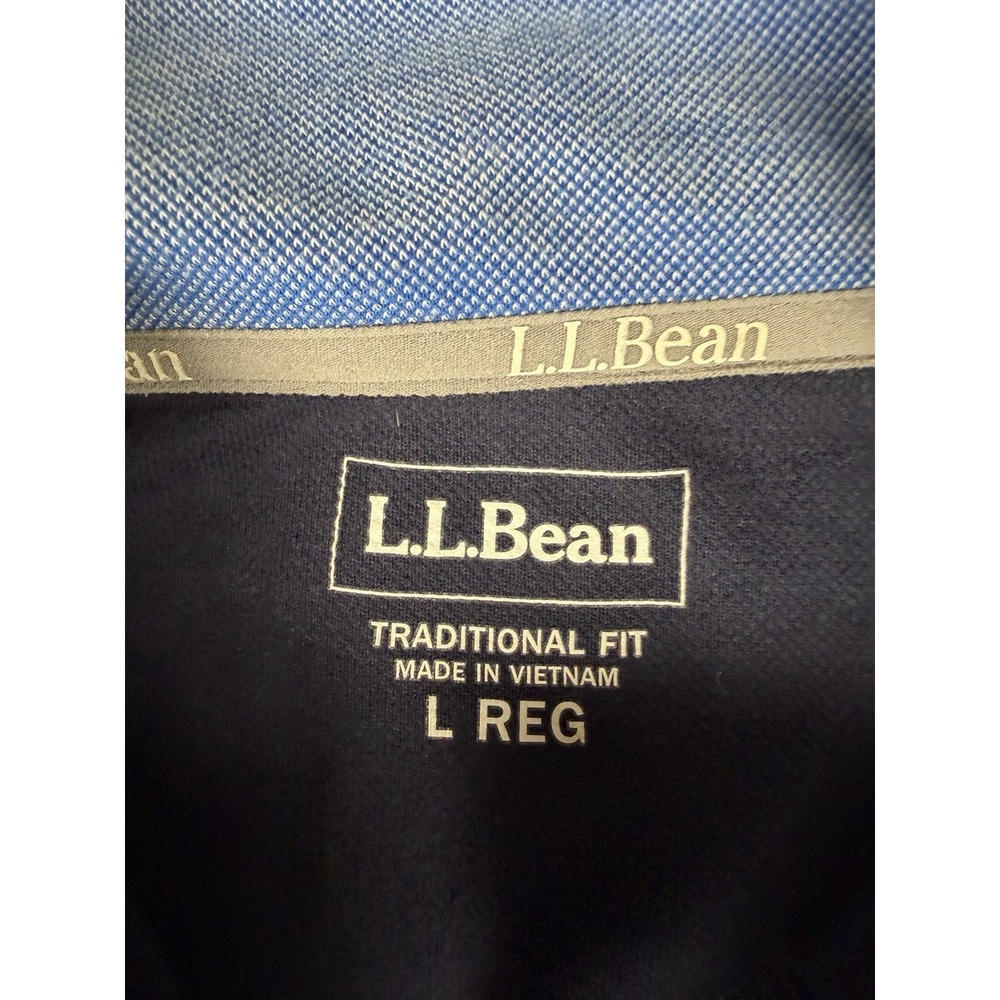 LL Bean Full-Zip Large Reg Navy Blue Comfort Stretch Pique Sweater 513823 - Picture 3 of 10